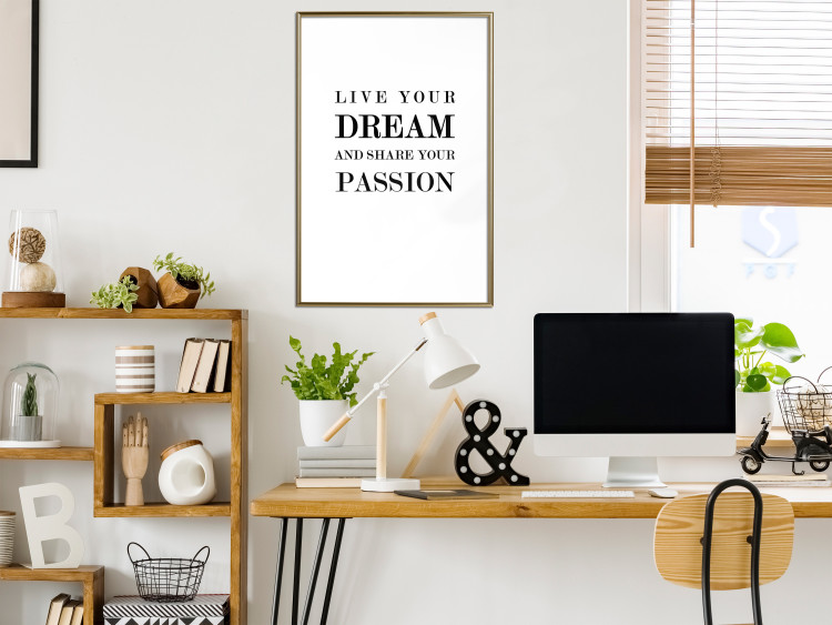 Wall Poster Live your dream and share your passion - black and white pattern with texts 117351 additionalImage 13