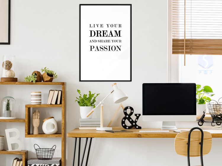 Wall Poster Live your dream and share your passion - black and white pattern with texts 117351 additionalImage 6