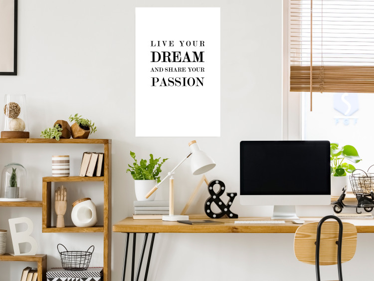 Wall Poster Live your dream and share your passion - black and white pattern with texts 117351 additionalImage 2
