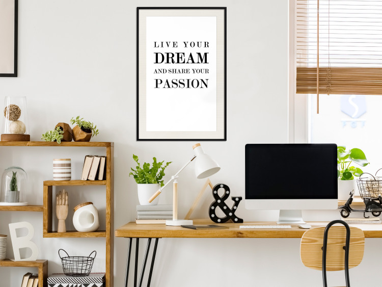 Wall Poster Live your dream and share your passion - black and white pattern with texts 117351 additionalImage 22
