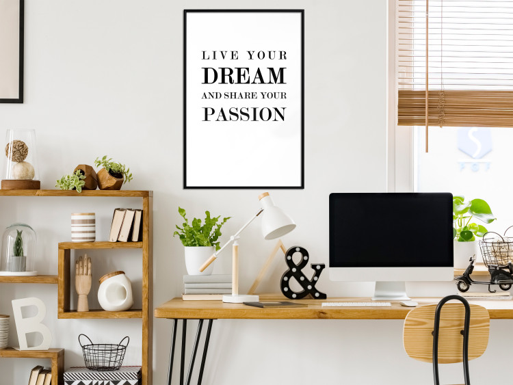 Wall Poster Live your dream and share your passion - black and white pattern with texts 117351 additionalImage 3