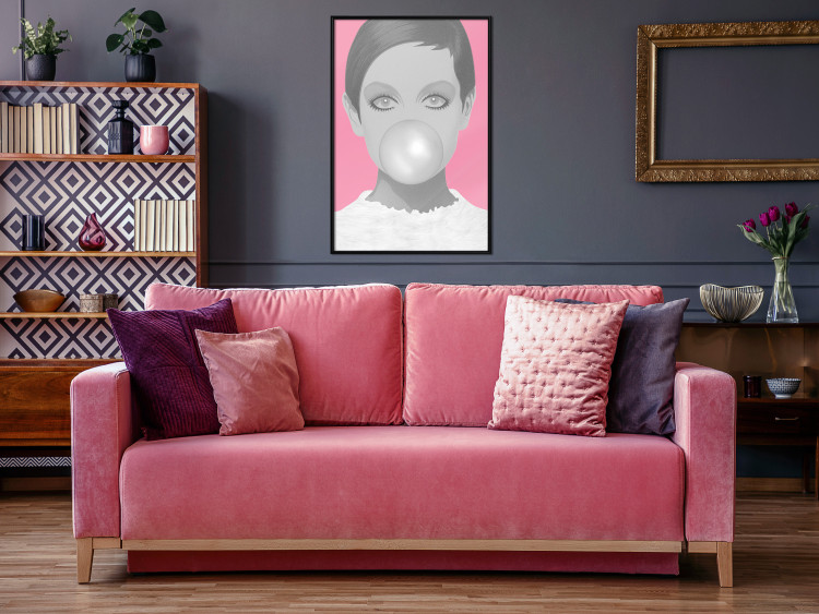 Wall Poster Bubble Gum - unique composition with a woman's portrait on a pink background 117551 additionalImage 12