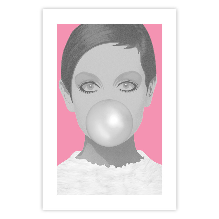 Wall Poster Bubble Gum - unique composition with a woman's portrait on a pink background 117551 additionalImage 25
