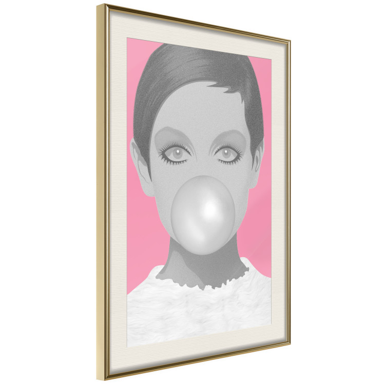 Wall Poster Bubble Gum - unique composition with a woman's portrait on a pink background 117551 additionalImage 4