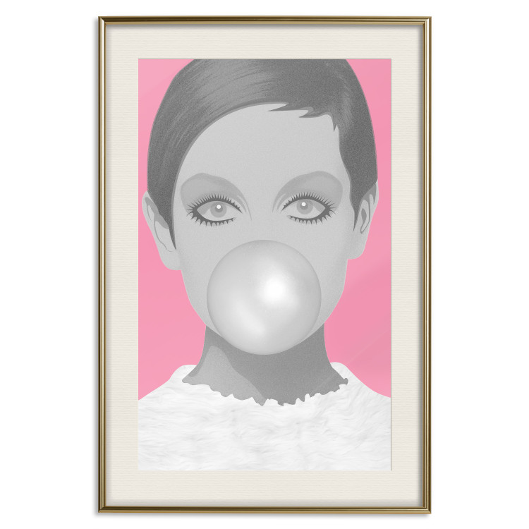 Wall Poster Bubble Gum - unique composition with a woman's portrait on a pink background 117551 additionalImage 19