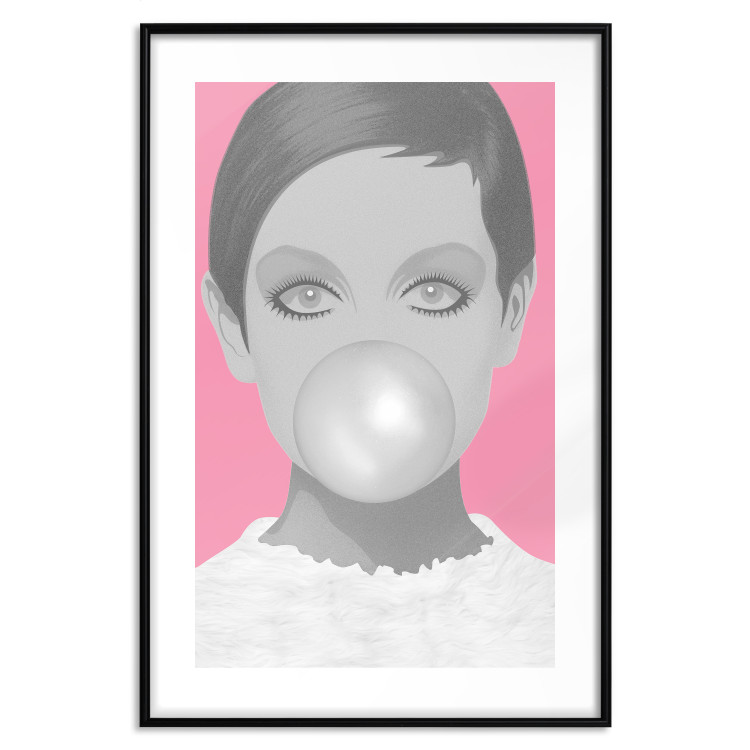 Wall Poster Bubble Gum - unique composition with a woman's portrait on a pink background 117551 additionalImage 15