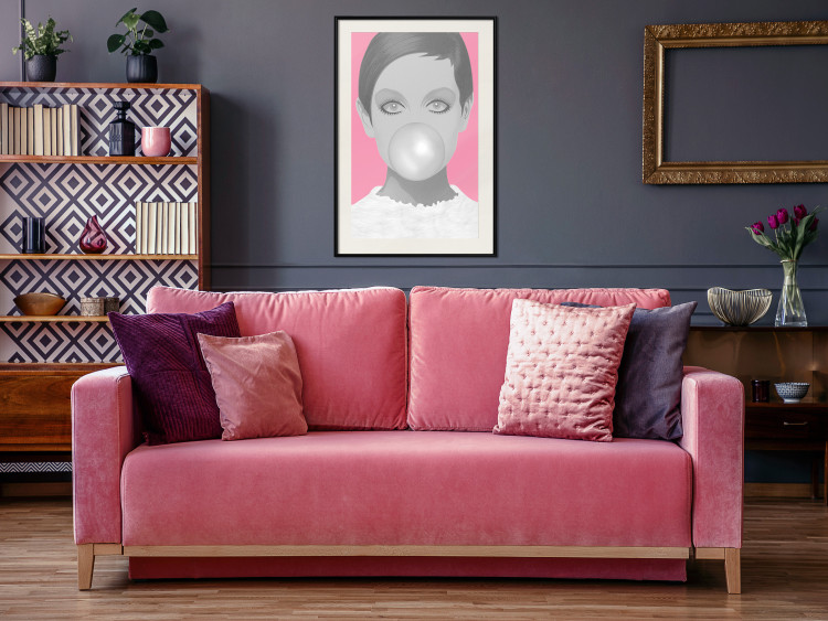 Wall Poster Bubble Gum - unique composition with a woman's portrait on a pink background 117551 additionalImage 22