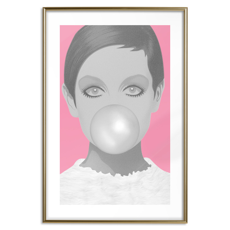 Wall Poster Bubble Gum - unique composition with a woman's portrait on a pink background 117551 additionalImage 16