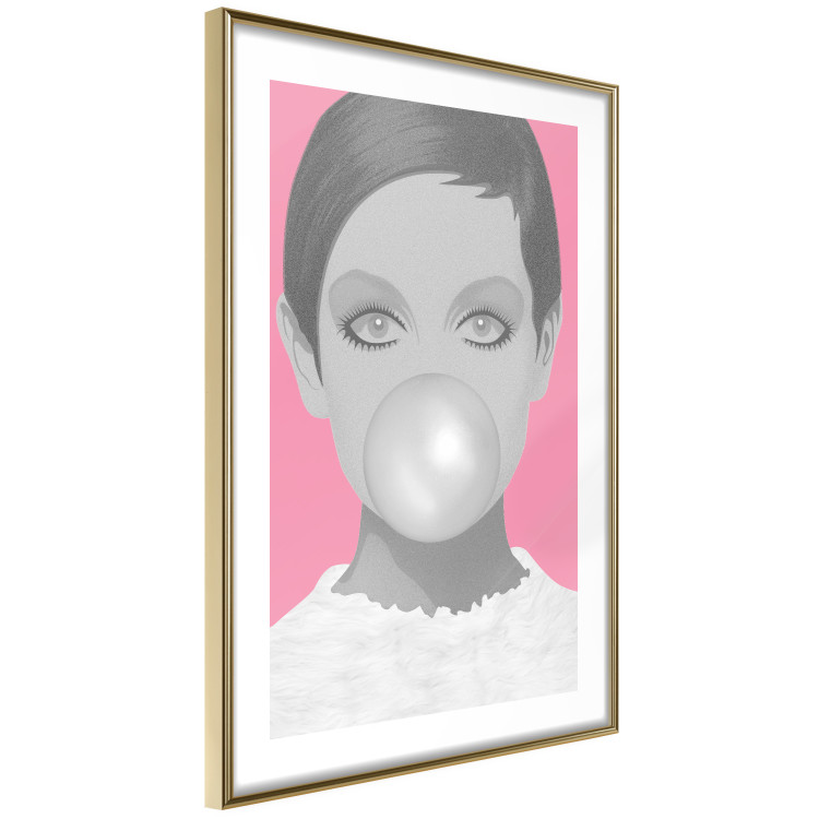 Wall Poster Bubble Gum - unique composition with a woman's portrait on a pink background 117551 additionalImage 5