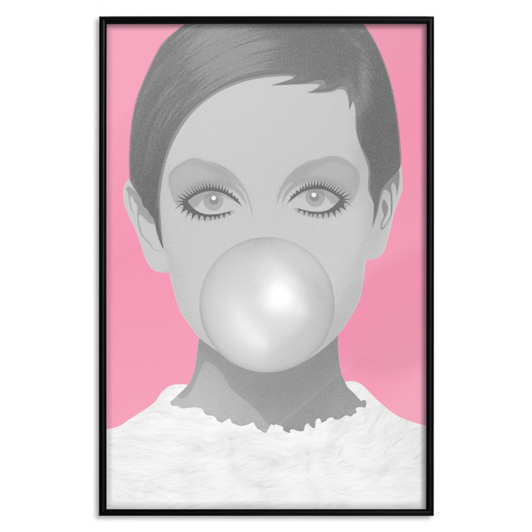 Wall Poster Bubble Gum - unique composition with a woman's portrait on a pink background 117551 additionalImage 24