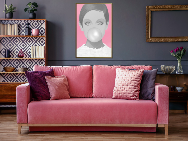 Wall Poster Bubble Gum - unique composition with a woman's portrait on a pink background 117551 additionalImage 11