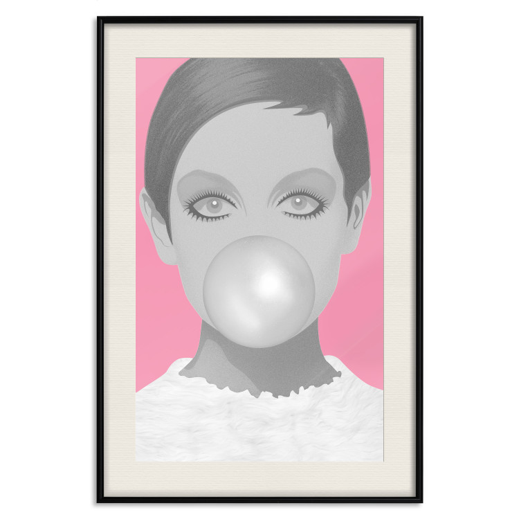 Wall Poster Bubble Gum - unique composition with a woman's portrait on a pink background 117551 additionalImage 18