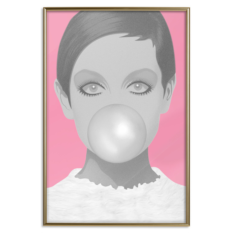 Wall Poster Bubble Gum - unique composition with a woman's portrait on a pink background 117551 additionalImage 20