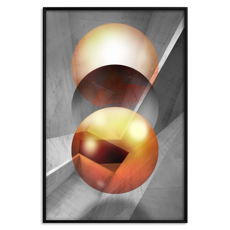 Wall Poster Newton's Pendulum - modern geometric composition in golden spheres 119251 additionalImage 24