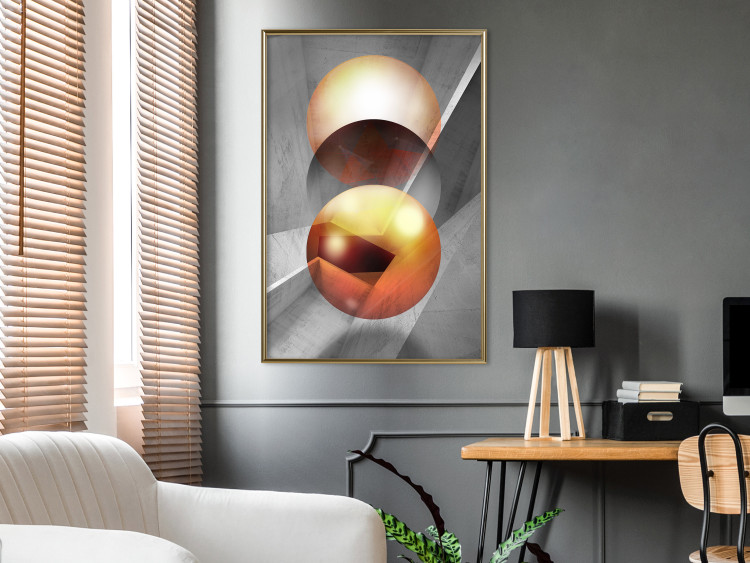 Wall Poster Newton's Pendulum - modern geometric composition in golden spheres 119251 additionalImage 10