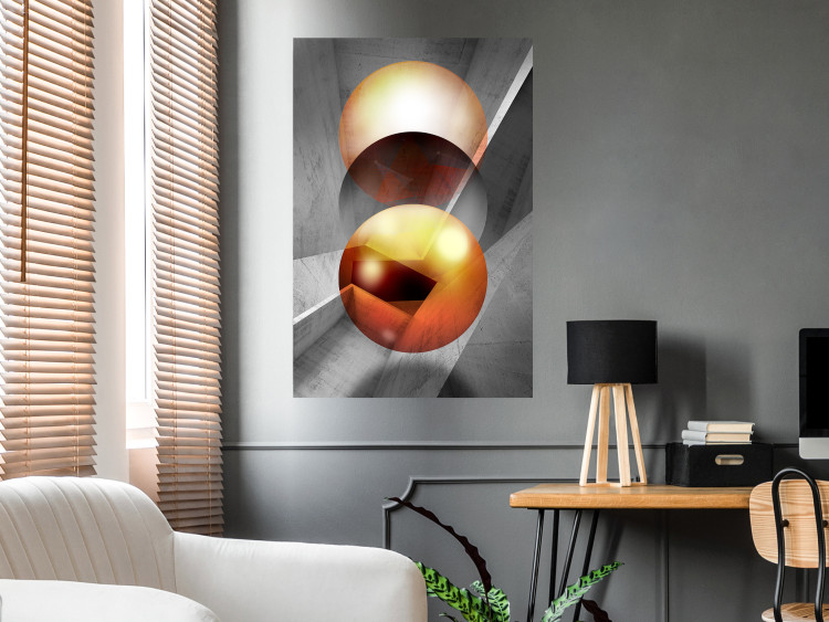 Wall Poster Newton's Pendulum - modern geometric composition in golden spheres 119251 additionalImage 17