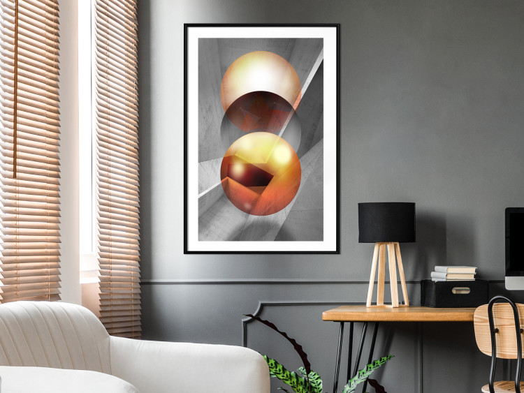 Wall Poster Newton's Pendulum - modern geometric composition in golden spheres 119251 additionalImage 8