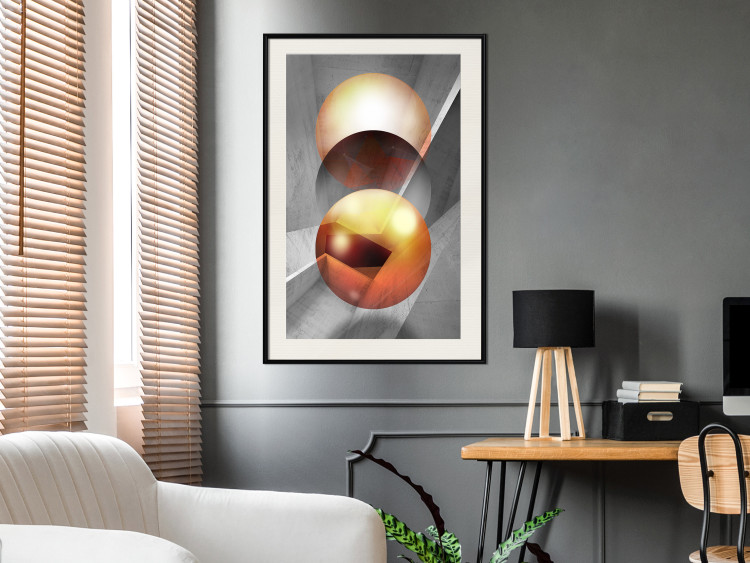 Wall Poster Newton's Pendulum - modern geometric composition in golden spheres 119251 additionalImage 22