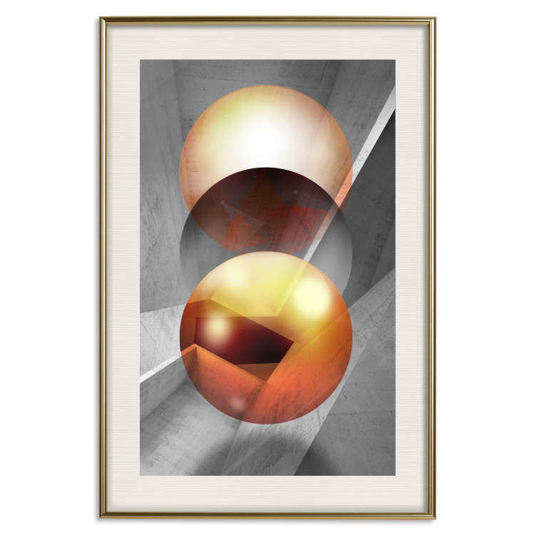 Wall Poster Newton's Pendulum - modern geometric composition in golden spheres 119251 additionalImage 19