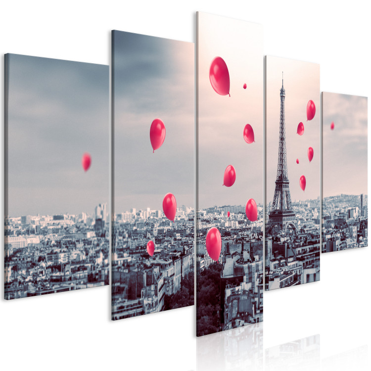 Canvas Print Paris Balloon (5 Parts) Wide Red 123951 additionalImage 2