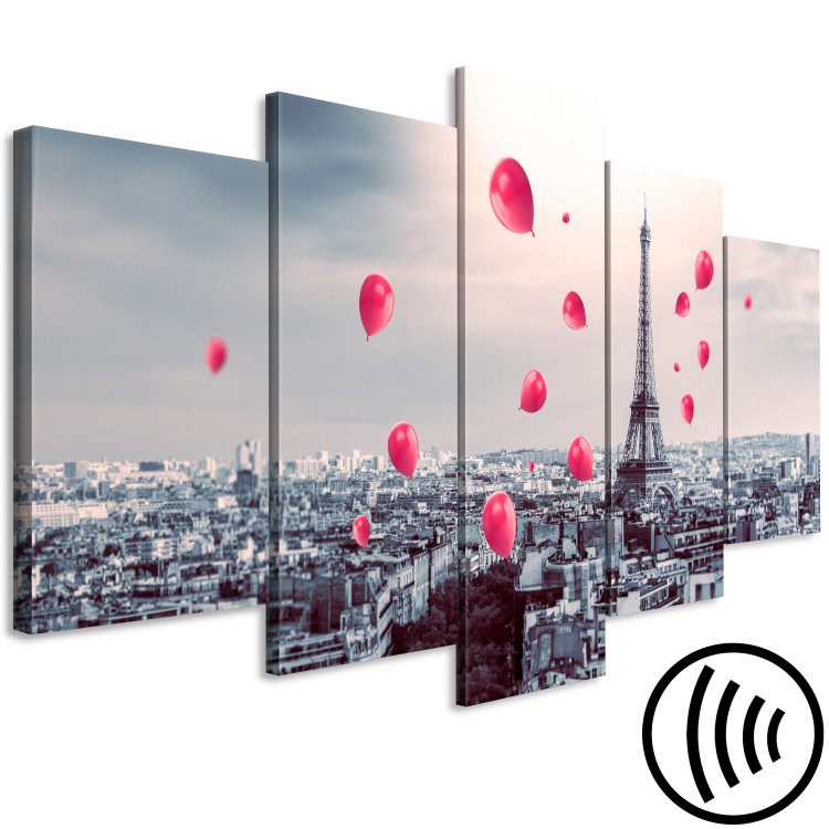 Canvas Print Paris Balloon (5 Parts) Wide Red 123951 additionalImage 6
