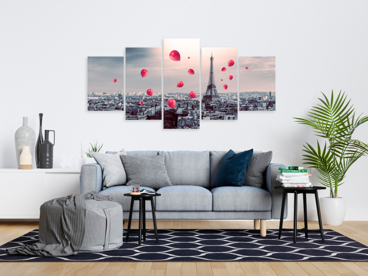 Canvas Print Paris Balloon (5 Parts) Wide Red 123951 additionalImage 3