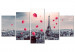 Canvas Print Paris Balloon (5 Parts) Wide Red 123951