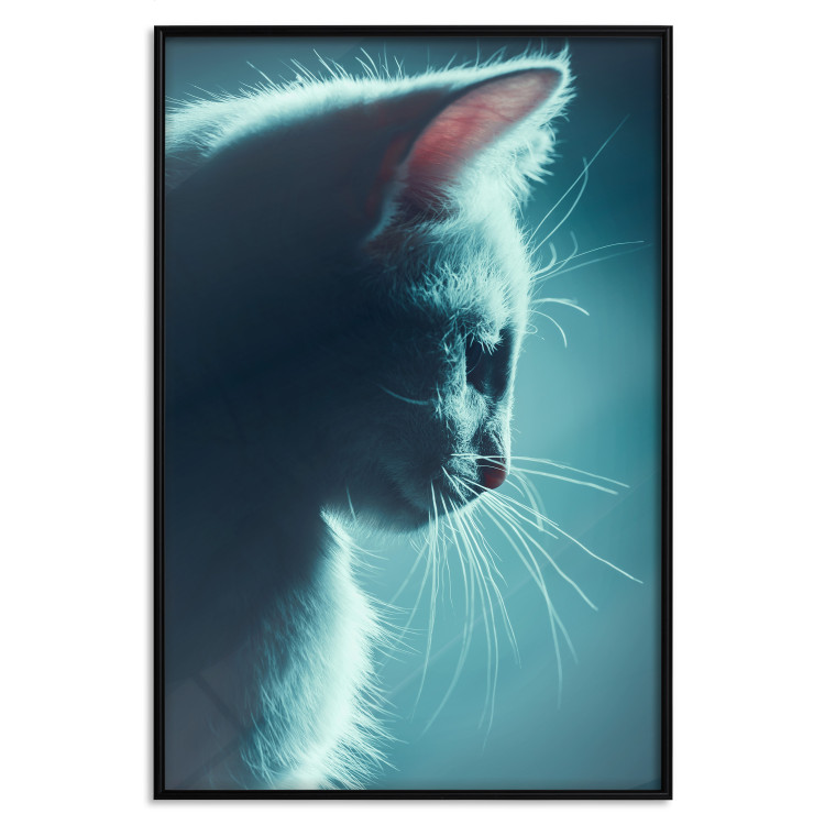 Wall Poster Night Wanderer - portrait of a cat in winter night blue lighting 124451 additionalImage 18