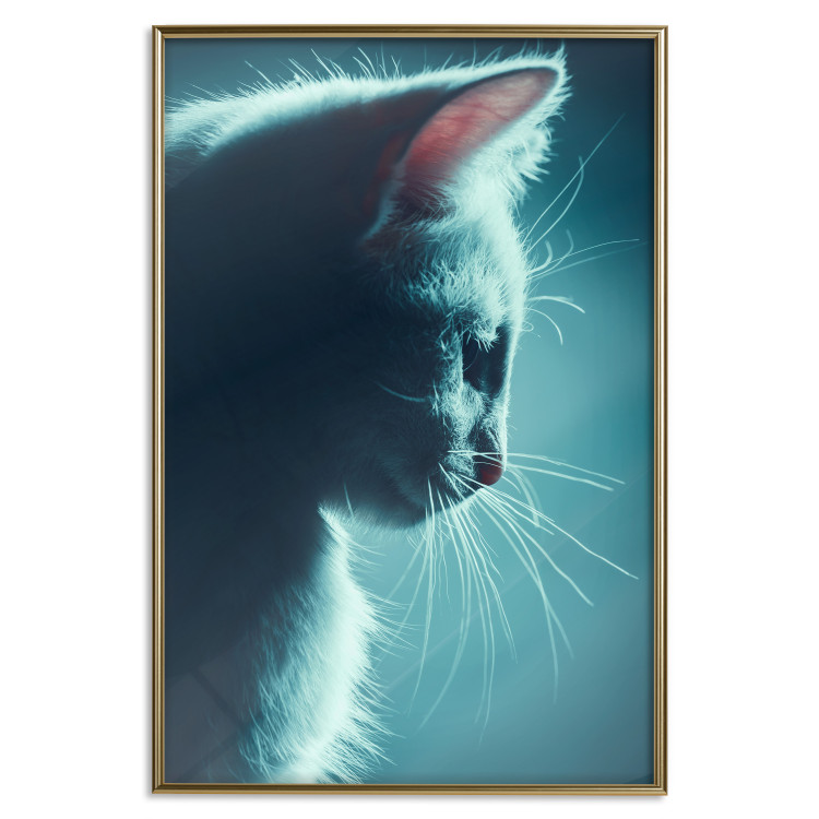 Wall Poster Night Wanderer - portrait of a cat in winter night blue lighting 124451 additionalImage 16