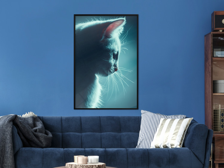 Wall Poster Night Wanderer - portrait of a cat in winter night blue lighting 124451 additionalImage 3