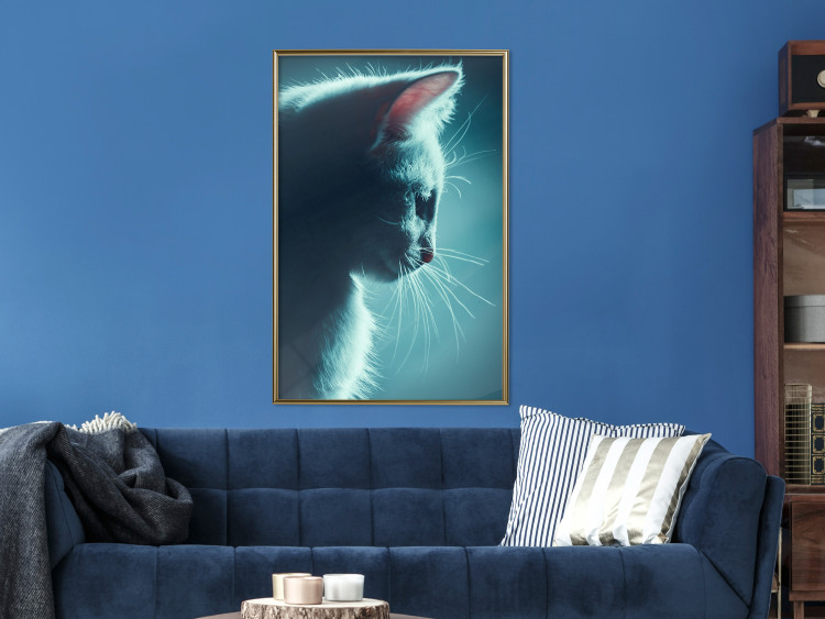 Wall Poster Night Wanderer - portrait of a cat in winter night blue lighting 124451 additionalImage 5