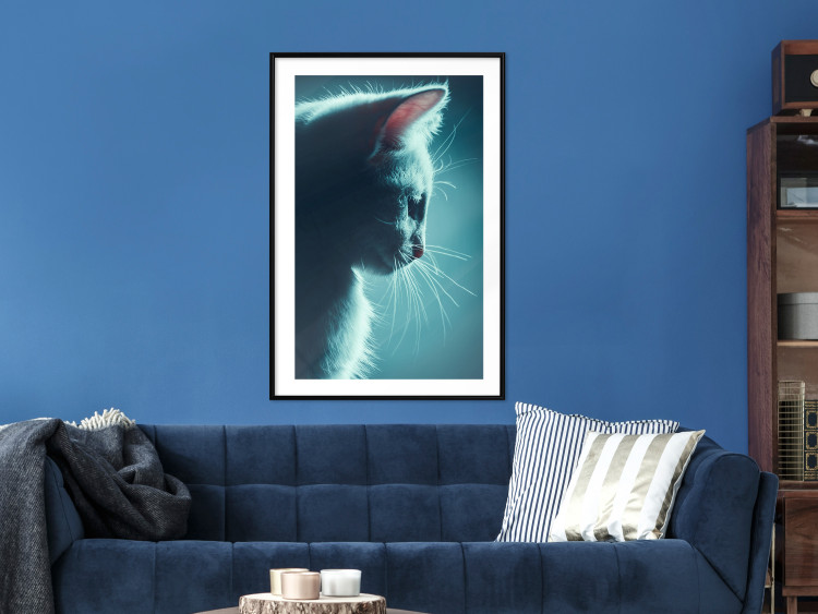 Wall Poster Night Wanderer - portrait of a cat in winter night blue lighting 124451 additionalImage 4