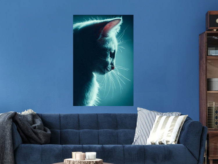 Wall Poster Night Wanderer - portrait of a cat in winter night blue lighting 124451 additionalImage 17