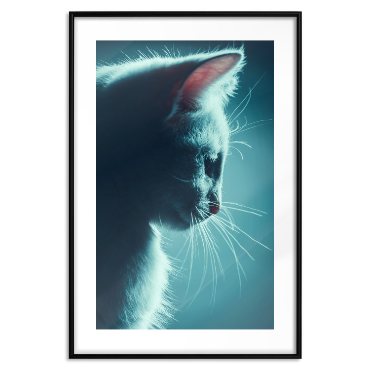 Wall Poster Night Wanderer - portrait of a cat in winter night blue lighting 124451 additionalImage 15