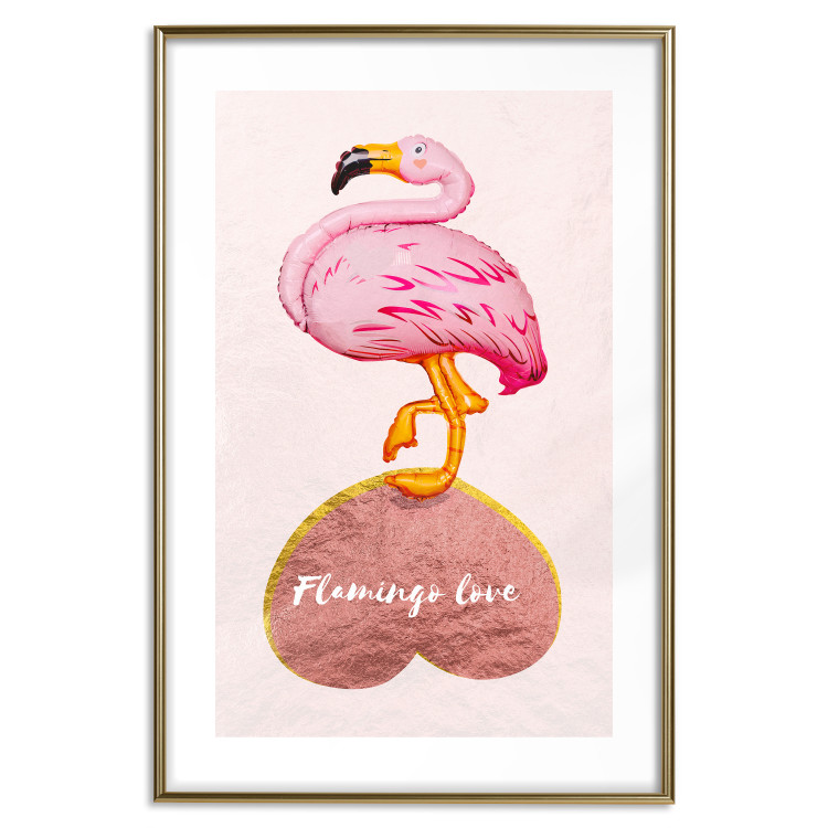 Poster Lovestruck Flamingo - pink bird and English text on a pastel background 125451 additionalImage 20
