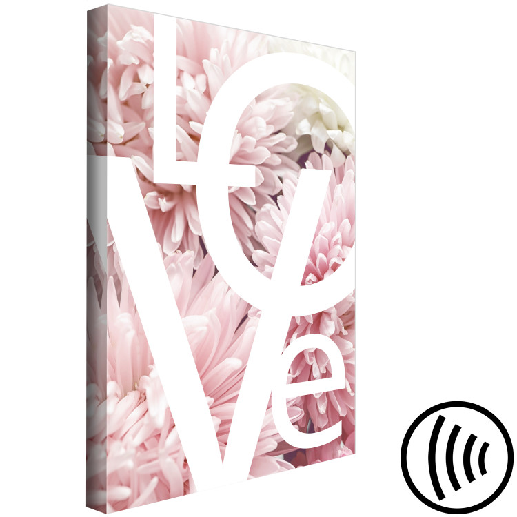 Canvas Art Print Big white Love sign - text on pink and white peonies 127851 additionalImage 6
