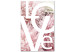 Canvas Art Print Big white Love sign - text on pink and white peonies 127851