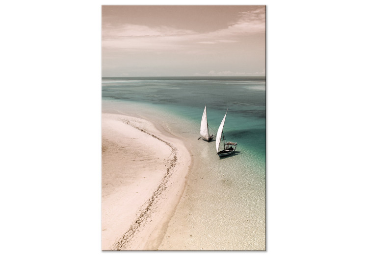 Canvas Romantic Coast (1-part) vertical - seascape with sailboats 129451