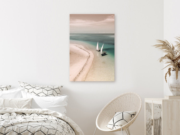 Canvas Romantic Coast (1-part) vertical - seascape with sailboats 129451 additionalImage 3