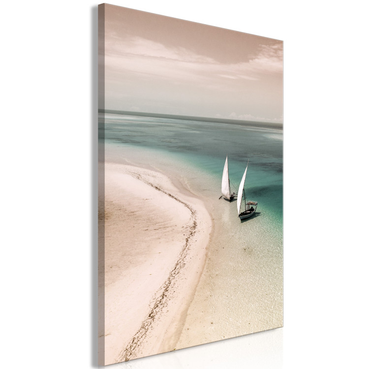 Canvas Romantic Coast (1-part) vertical - seascape with sailboats 129451 additionalImage 2
