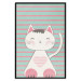 Poster Striped Kitty - animal with a heart on turquoise striped wall 129551 additionalThumb 18