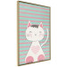 Poster Striped Kitty - animal with a heart on turquoise striped wall 129551 additionalThumb 14