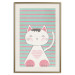 Poster Striped Kitty - animal with a heart on turquoise striped wall 129551 additionalThumb 20