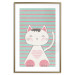 Poster Striped Kitty - animal with a heart on turquoise striped wall 129551 additionalThumb 16