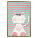 Poster Striped Kitty - animal with a heart on turquoise striped wall 129551 additionalThumb 21