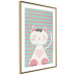 Poster Striped Kitty - animal with a heart on turquoise striped wall 129551 additionalThumb 9