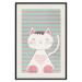 Poster Striped Kitty - animal with a heart on turquoise striped wall 129551 additionalThumb 19