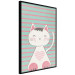 Poster Striped Kitty - animal with a heart on turquoise striped wall 129551 additionalThumb 13
