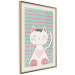 Poster Striped Kitty - animal with a heart on turquoise striped wall 129551 additionalThumb 3