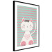 Poster Striped Kitty - animal with a heart on turquoise striped wall 129551 additionalThumb 8